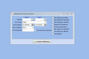 Pantalla de selección para la facturación automática en el software para talleres