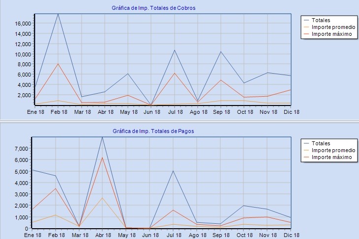 Imagen de las estadísticas de tesorería en el software para taller