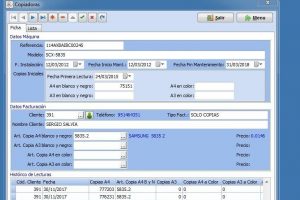 Datos facturación máquina programa de gestión de alquiler de fotocopiadoras